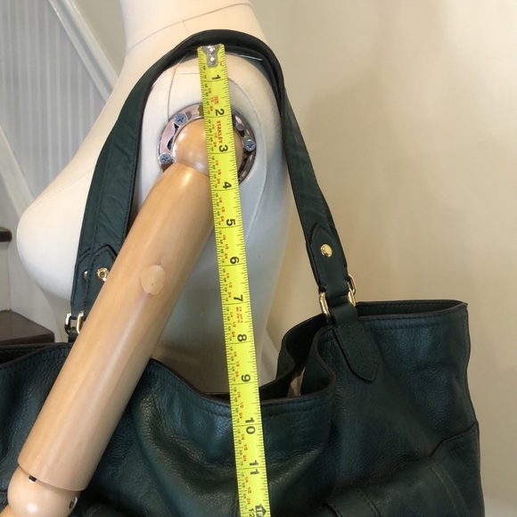 RALPH LAUREN Rich Green Leather Two Handle Tote Bag Interior & Exterior Pockets - Picture 11 of 17